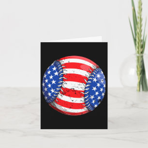 Cartão Bandeira americana de beisebol 4 de julho meninos