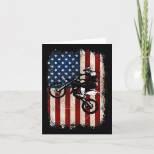 Cartão Bandeira Americana De Bicicleta Motocross Ciclista