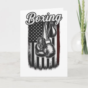 Cartão Bandeira Americana de Boxe Vintage Retro