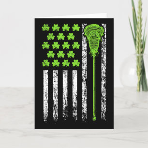 Cartão Bandeira Americana de Lacrosse Engraçado Dia de Sã