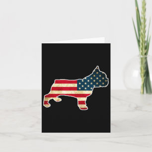 Cartão Bandeira Americana do Buldogue Francês em 4 de jul