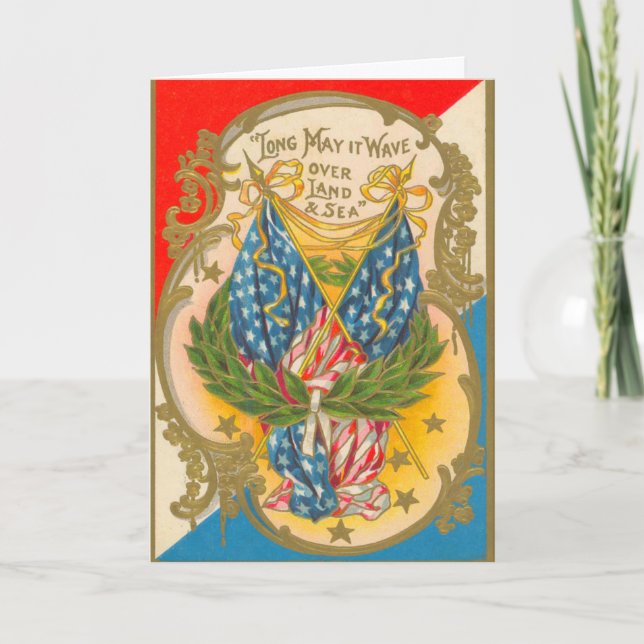 Cartão Bandeira americana do vintage (Frente)