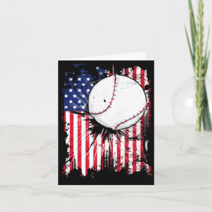 Cartão Bandeira americana dos EUA vintage beisebol esport