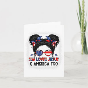 Cartão Bandeira Americana Ela Ama Jesus E a América També