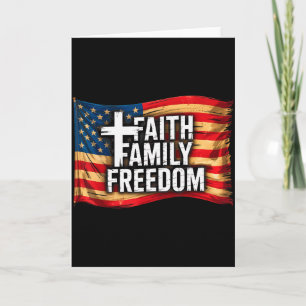 Cartão Bandeira Americana Fé Família Liberdade Cristã 