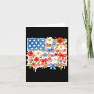 Cartão Bandeira Americana Floral com Laços 4 de Julho e