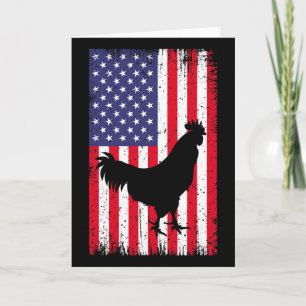 Cartão Bandeira Americana Frango Galo Animal Fazenda Ranc