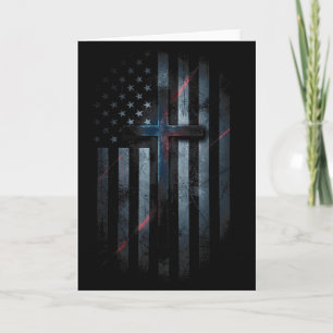Cartão Bandeira Americana Grunge E Cruz Fé Família Liberd