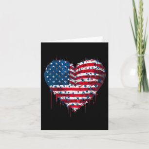 Cartão Bandeira Americana Patriótica Forças Armadas Coraç