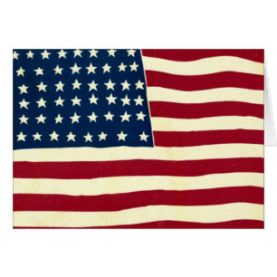 Cartão Bandeira Americana Patriótica Vintage, Quatro de J
