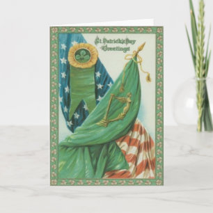 Cartão Bandeira Americana Vintage Harpa da Erina St Patri