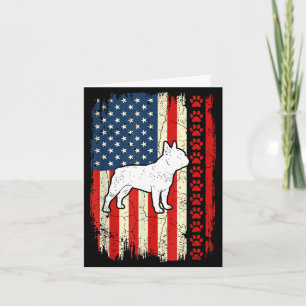 Cartão Bandeira americana vintage patriota bulldog francê