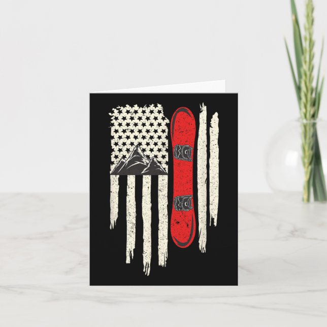 Cartão Bandeira Americana Winter Sports Alpino Snowb (Frente)