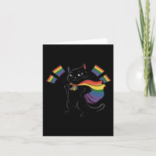Cartão Bandeira Arco-íris do Gato Aliado Divertido Mês do