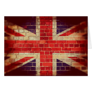 Cartão Bandeira BRITÂNICA do vintage em uma parede de