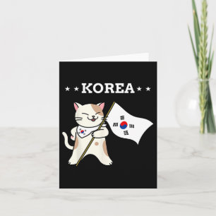 Cartão Bandeira Coreana e Coreia do Sul do Gato