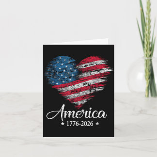 Cartão Bandeira da América Coração 1776 2026 4 de Julho 2