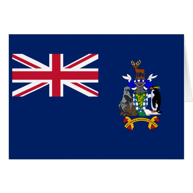 Cartão Bandeira da Geórgia do Sul e Ilhas Sandwich do Sul (Frente Horizontal)