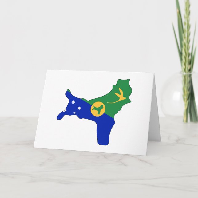 Cartão bandeira da Ilha Christmas mapa (Frente)