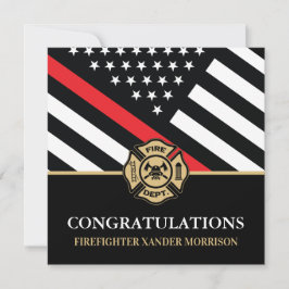 Cartão Bandeira da Linha Vermelha de Bombeiros Formatura 