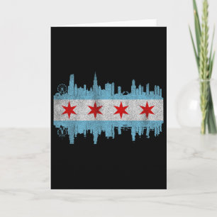Cartão Bandeira da Silhueta da Cidade de Chicago - Cidade