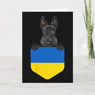 Cartão Bandeira da Ucrânia Cachorro Scottish Terrier no B