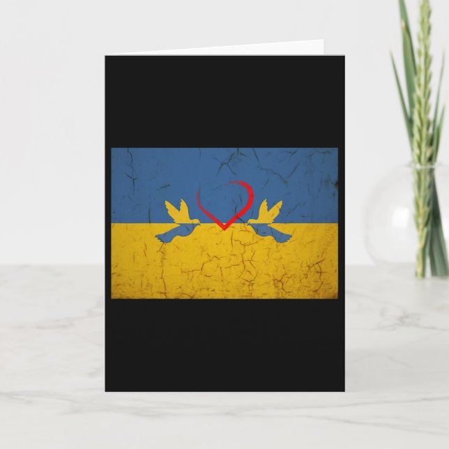 Cartão Bandeira da Ucrânia Com Coração  (Frente)