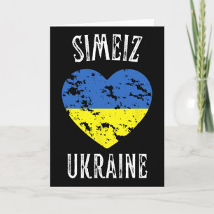 Cartão Bandeira da Ucrânia Coração Cidade Simeiz