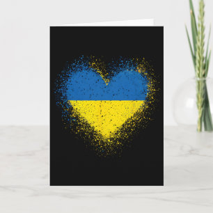 Cartão Bandeira da Ucrânia Coração Homens Mulheres 