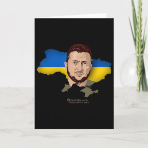 Cartão Bandeira da Ucrânia Mapa Zelensky Presidente da Uc