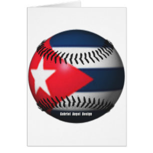 Cartão Bandeira de Cuba em um basebol