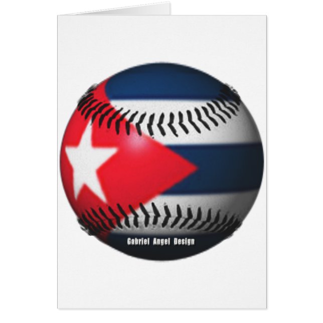 Cartão Bandeira de Cuba num Baseball (Frente)