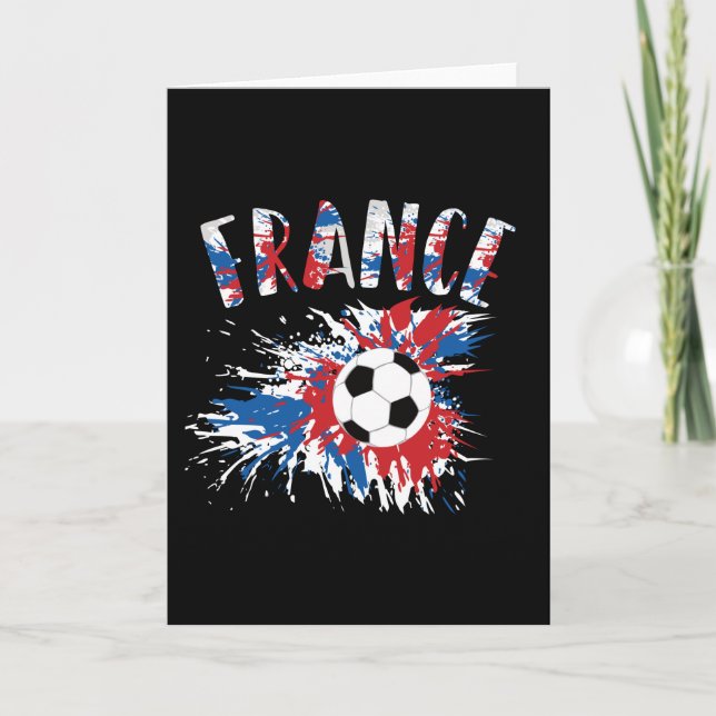 Cartão Bandeira de Grunge da Bola de Futebol da França (Frente)