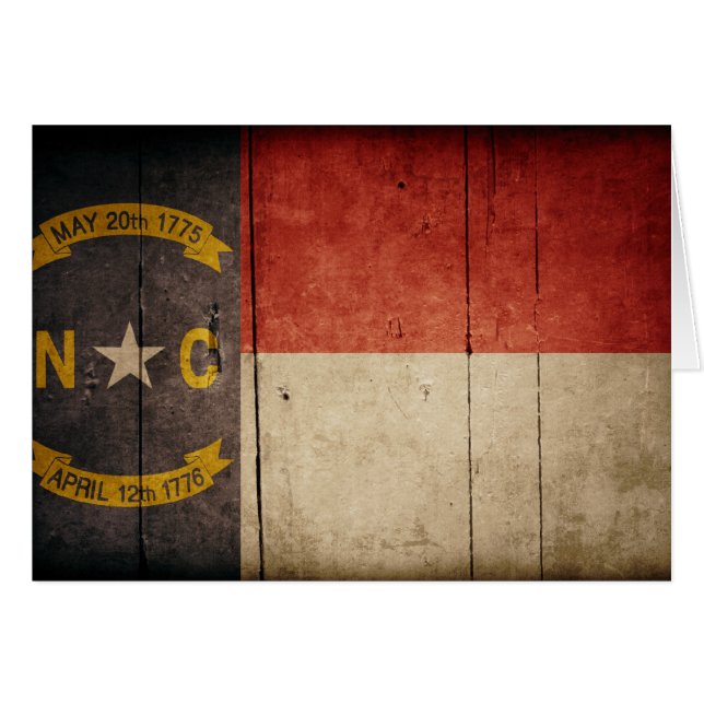 Cartão Bandeira de madeira áspera de North Carolina (Frente horizontal)