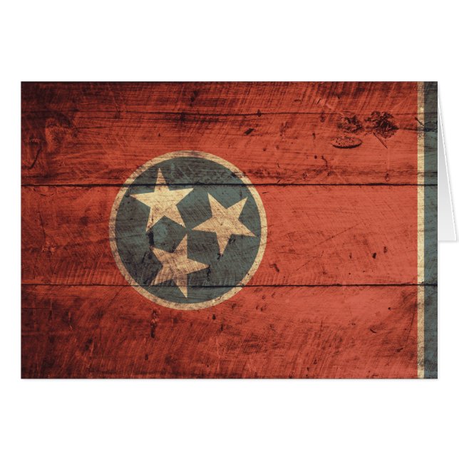 Cartão Bandeira de madeira velha de Tennessee; (Frente horizontal)