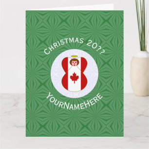 Cartão Bandeira de Natal Canadense Personalizada Angel