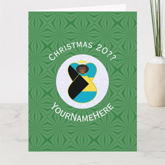 Cartão Bandeira de Natal de Anjo Negro Aruban Personaliza (Frente)