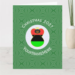 Cartão Bandeira de Natal do Anjo da Diáspora Africana Per