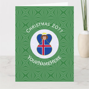 Cartão Bandeira de Natal do Anjo Islandês Personalizada