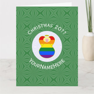 Cartão Bandeira de Natal do Anjo Loiro Orgulho Gay Person