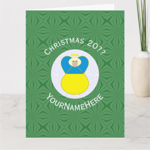 Cartão Bandeira de Natal do Anjo Ucraniano com Texto Pers