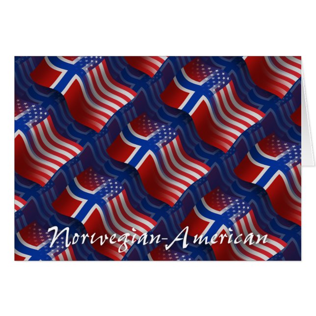 Cartão Bandeira de ondulação Norueguês-Americana (Frente Horizontal)