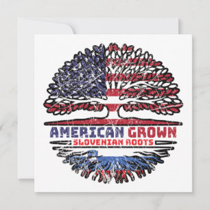 Cartão Bandeira de Raízes da Árvore Eslovena Americana