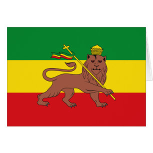 Cartão Bandeira de Rastafarian do leão de Etiópia de