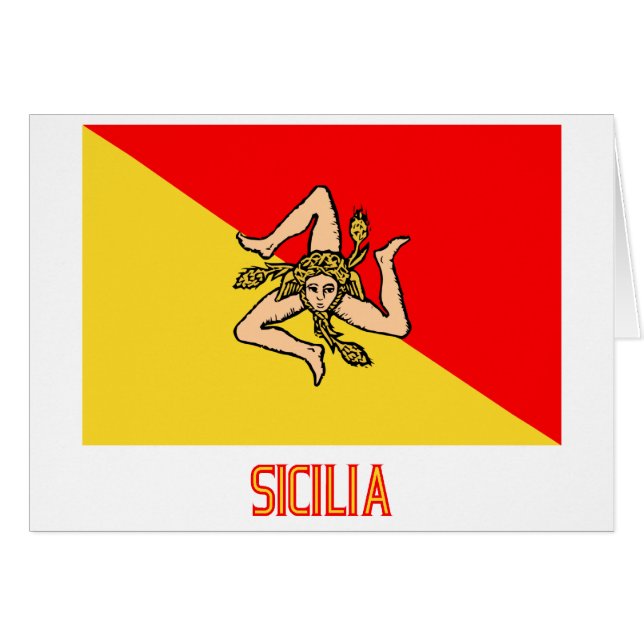 Cartão Bandeira de Sicilia com nome (Frente Horizontal)