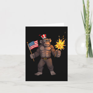 Cartão Bandeira de verão do Bigfoot fofo Dia da Memória d