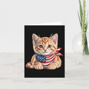 Cartão Bandeira de Verão do Gatinho Fofo Dia Memorial dos