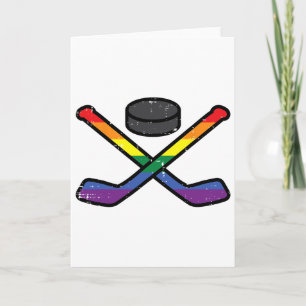 Cartão Bandeira do Arco-íris do Orgulho Gay de Hóquei no