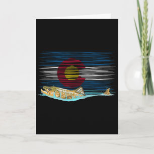 Cartão Bandeira do Colorado Truta Marrom Fly Fishing Pesc