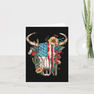Cartão Bandeira do Crânio de Vaca Floral Western Rodeio P